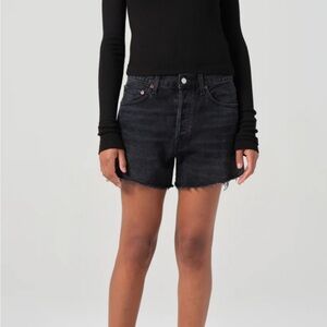 Agolde Black Jean Shorts Distressed Frayed Hem